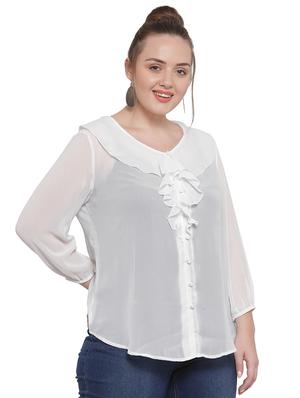 round neck ruffle detail top - 16790986 - Standard Image - 2