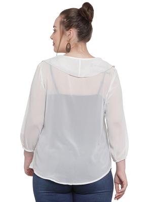 round neck ruffle detail top - 16790986 - Standard Image - 3