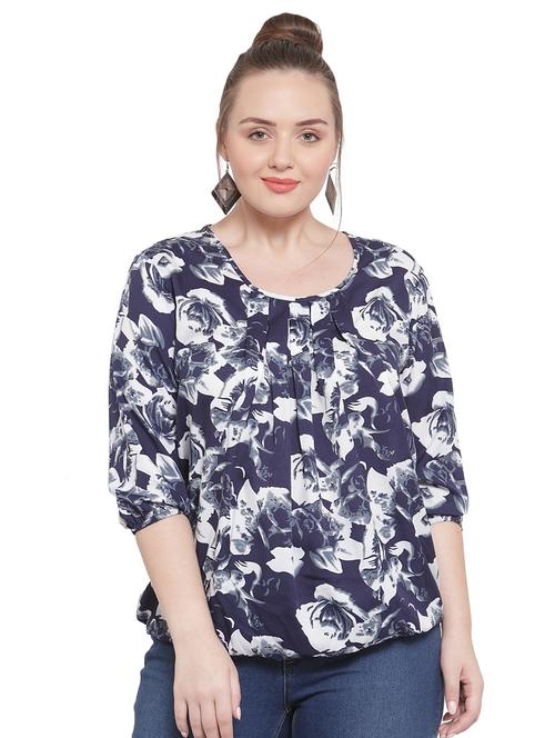 round neck floral top - 16790989 - Standard Image - 1