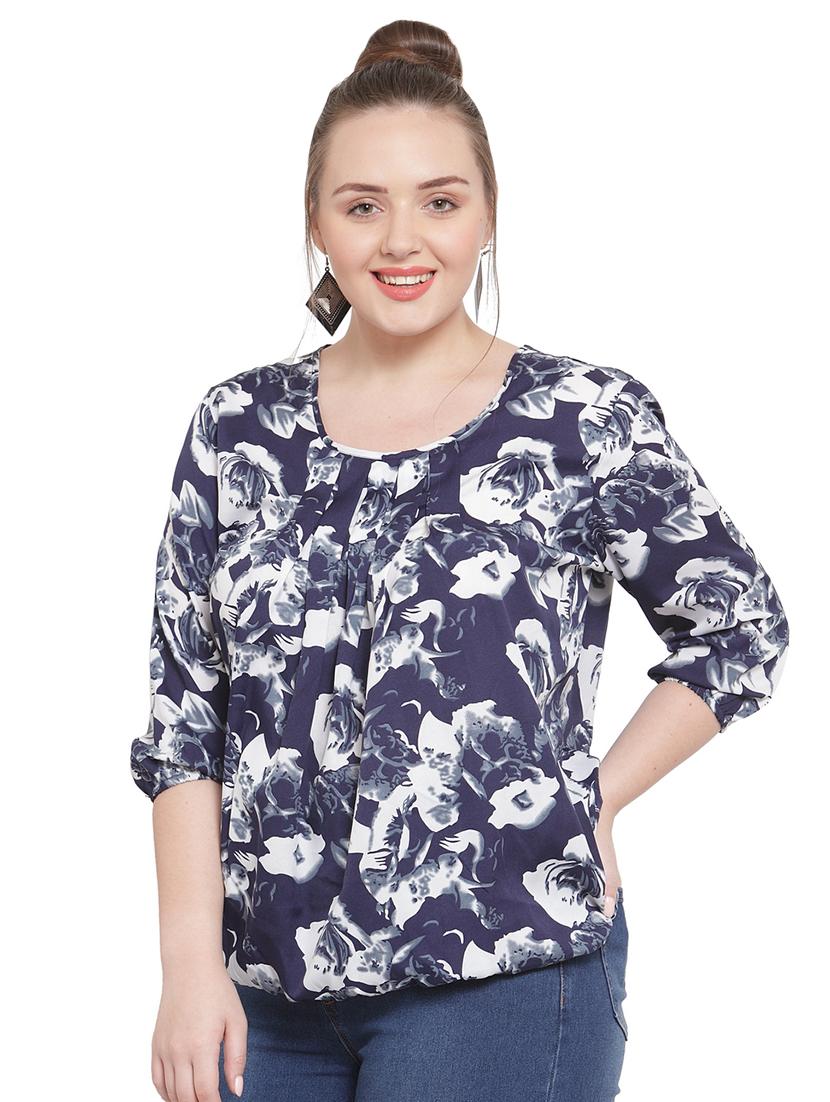 round neck floral top - 16790989 - Zoom Image - 2