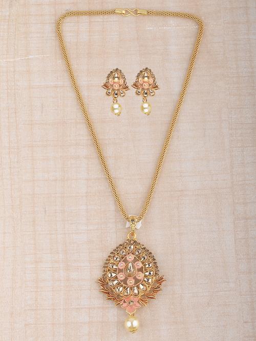 pink metal necklaces and earring - 16791213 - Standard Image - 1