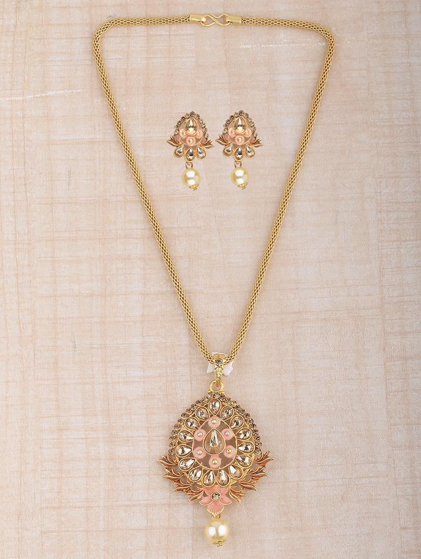 pink metal necklaces and earring - 16791213 - Zoom Image - 1