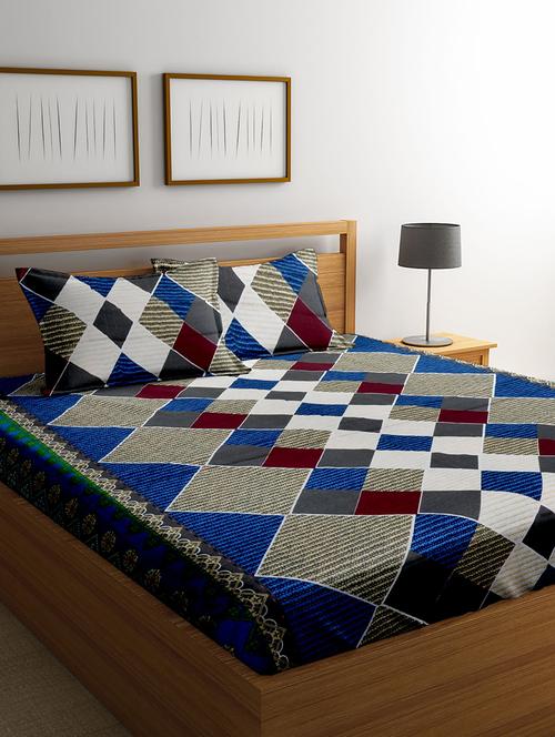 poly cotton double bedsheet with 2 pillow covers - 16791308 - Standard Image - 1