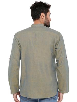 green solid short kurta - 16791936 - Standard Image - 3
