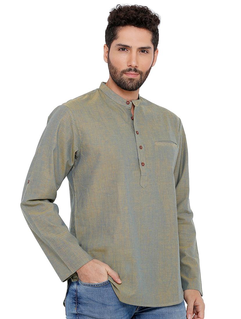 green solid short kurta - 16791936 - Zoom Image - 2