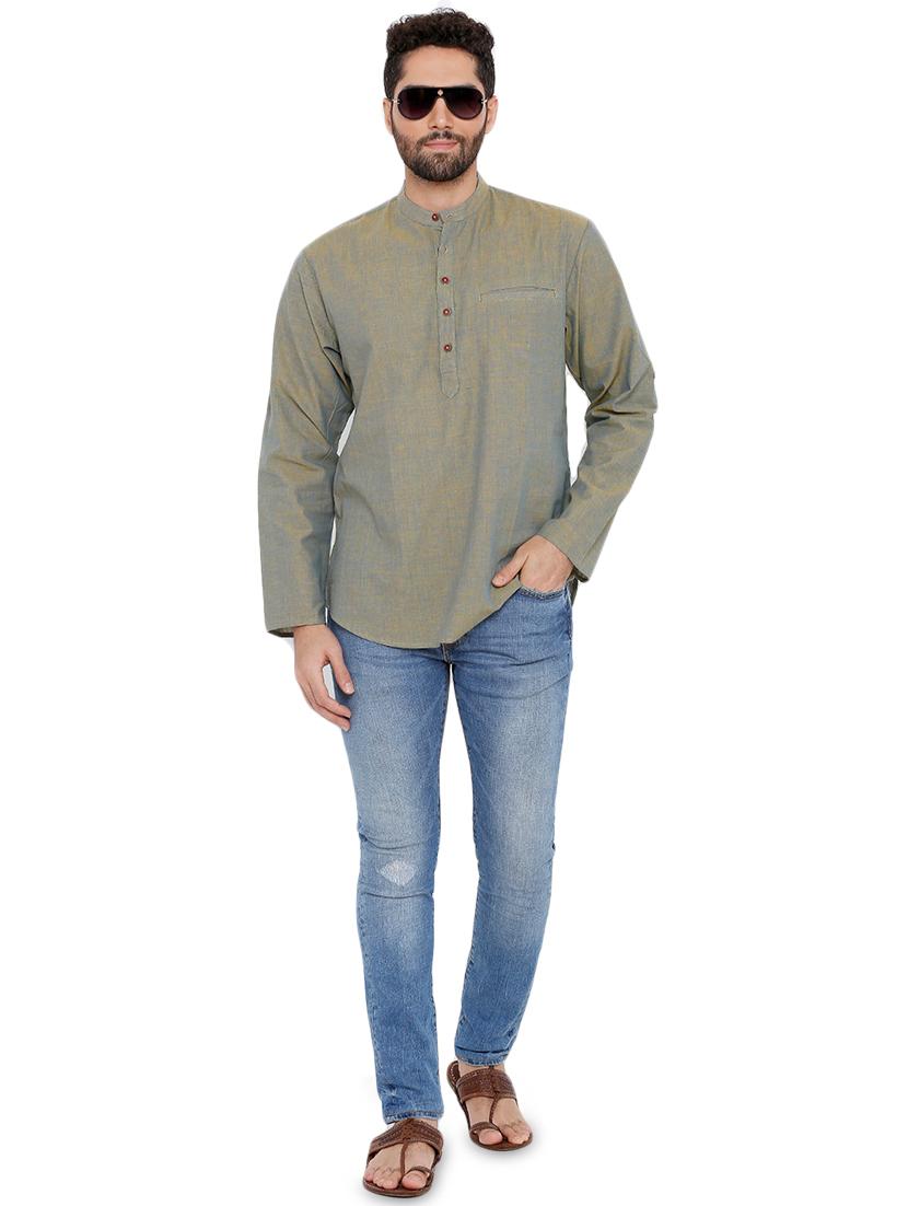 green solid short kurta - 16791936 - Zoom Image - 4