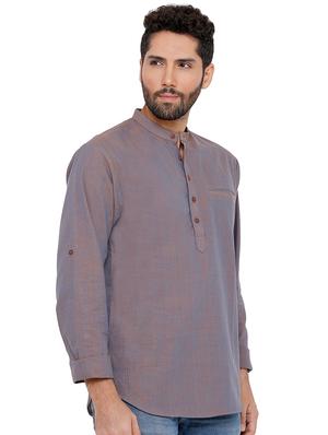 purple solid short kurta - 16791938 - Standard Image - 2