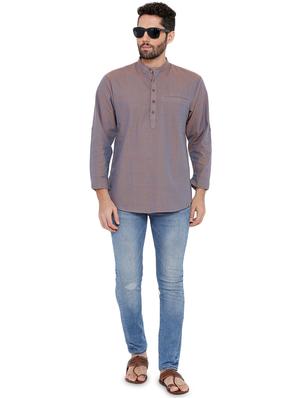 purple solid short kurta - 16791938 - Standard Image - 4