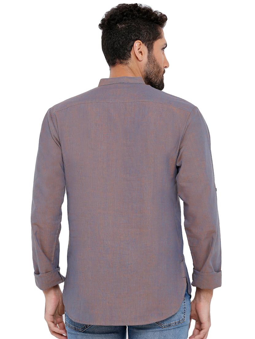 purple solid short kurta - 16791938 - Zoom Image - 3