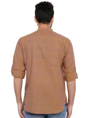brown striped short kurta - 16791944 - Standard Image - 3