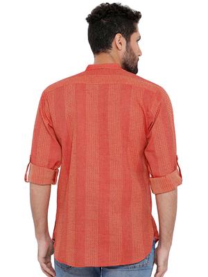 orange self design short kurta - 16791947 - Standard Image - 3