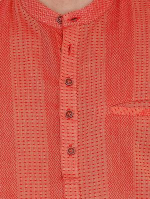 orange self design short kurta - 16791947 - Standard Image - 5