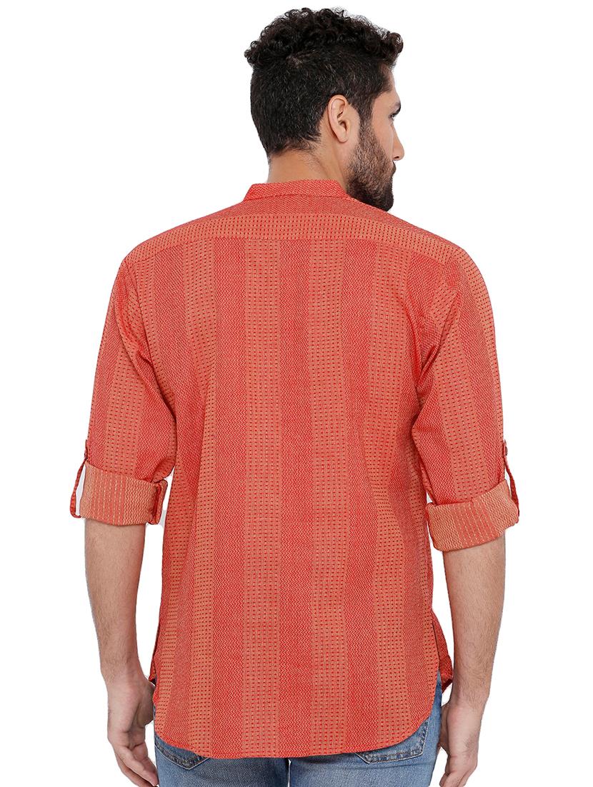 orange self design short kurta - 16791947 - Zoom Image - 3