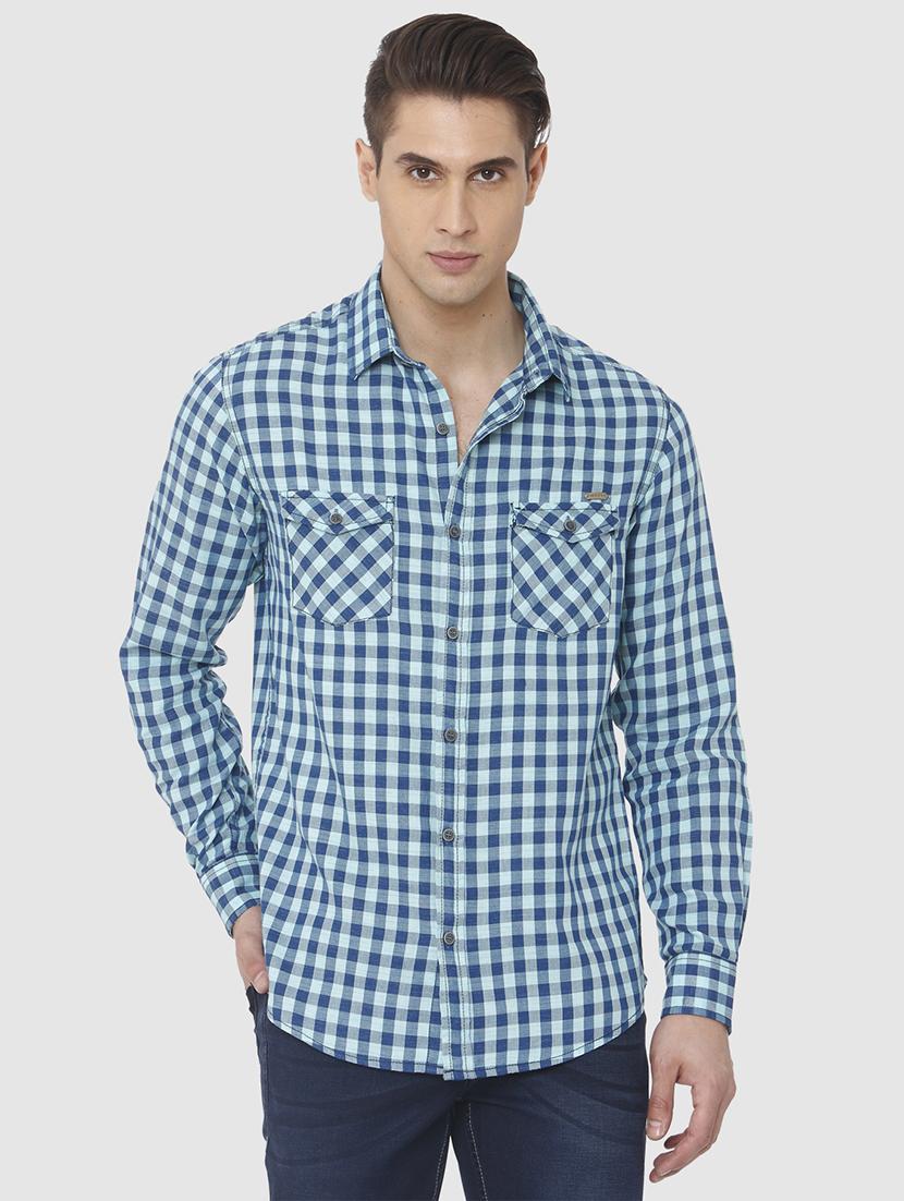blue checkered casual shirt - 16792228 - Zoom Image - 1