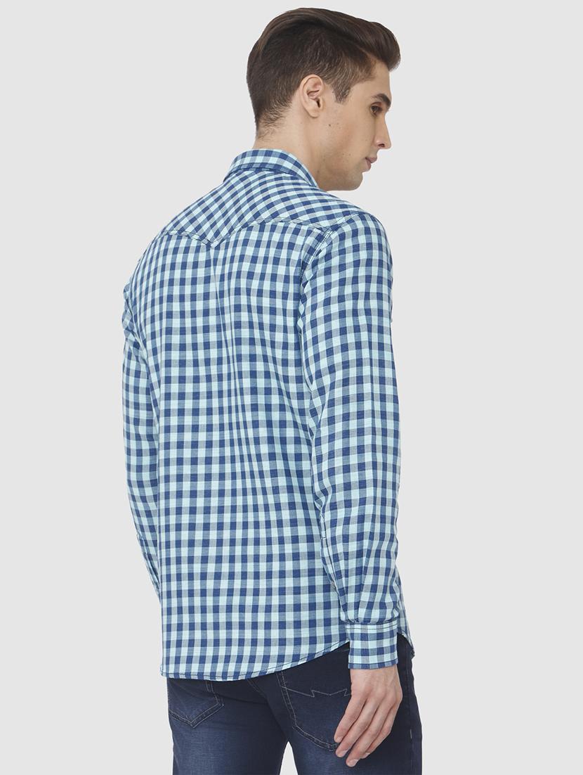 blue checkered casual shirt - 16792228 - Zoom Image - 3