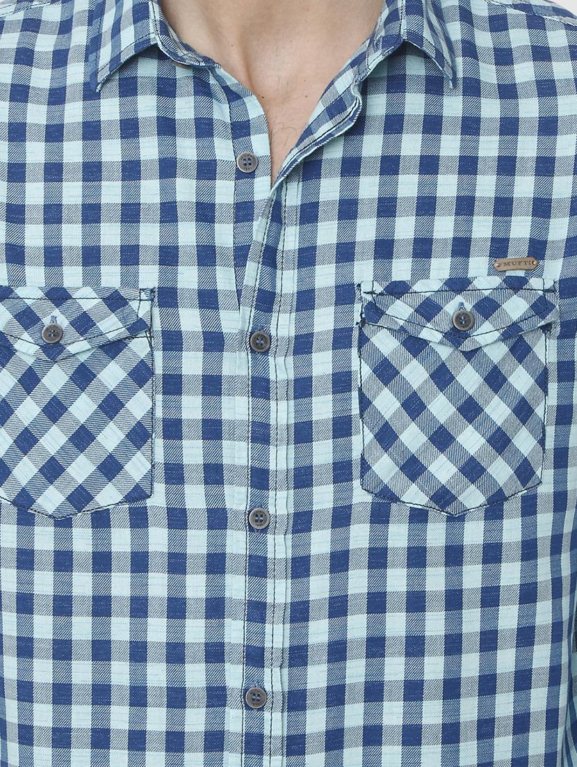 blue checkered casual shirt - 16792228 - Zoom Image - 5