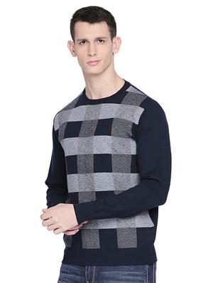 navy blue checkered pullover - 16792253 - Standard Image - 2