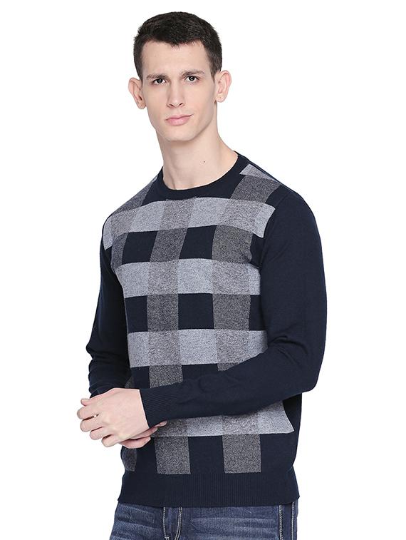 navy blue checkered pullover - 16792253 - Zoom Image - 2