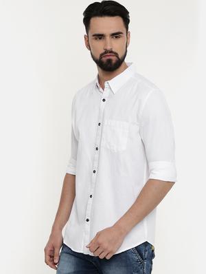 white solid casual shirt - 16792279 - Standard Image - 2