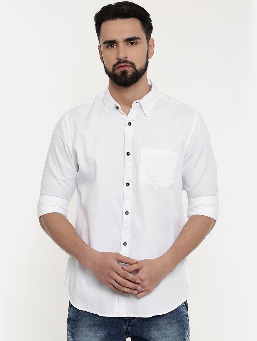white solid casual shirt - 16792279 - Zoom Image - 1