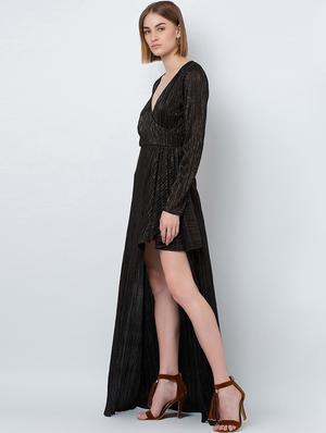 v-neck shimmer asymmetric dress - 16792328 - Standard Image - 2
