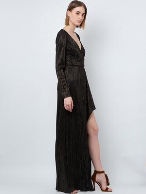 v-neck shimmer asymmetric dress - 16792328 - Standard Image - 4