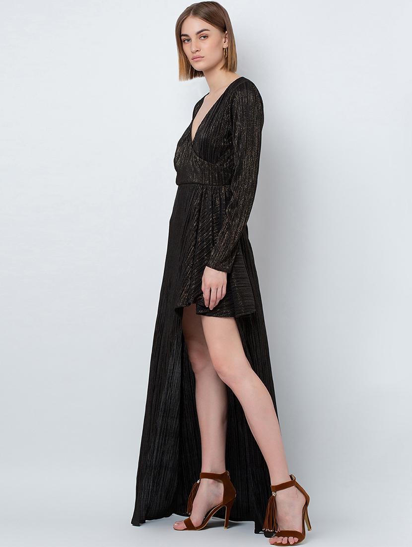 v-neck shimmer asymmetric dress - 16792328 - Zoom Image - 2