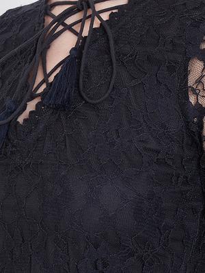 tie front laced flared dress - 16792335 - Standard Image - 5