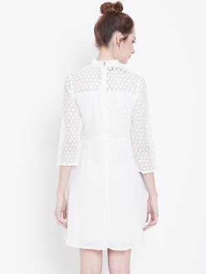 crochet panel a-line dress - 16792339 - Standard Image - 3