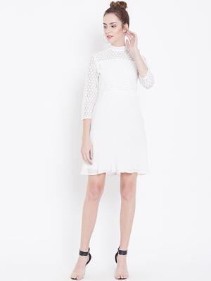 crochet panel a-line dress - 16792339 - Standard Image - 4