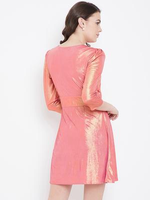 plunge neck shimmer a-line dress - 16792370 - Standard Image - 3