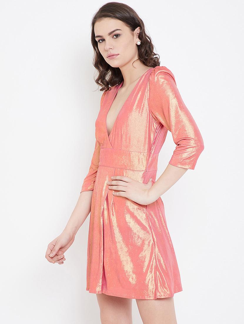 plunge neck shimmer a-line dress - 16792370 - Zoom Image - 2