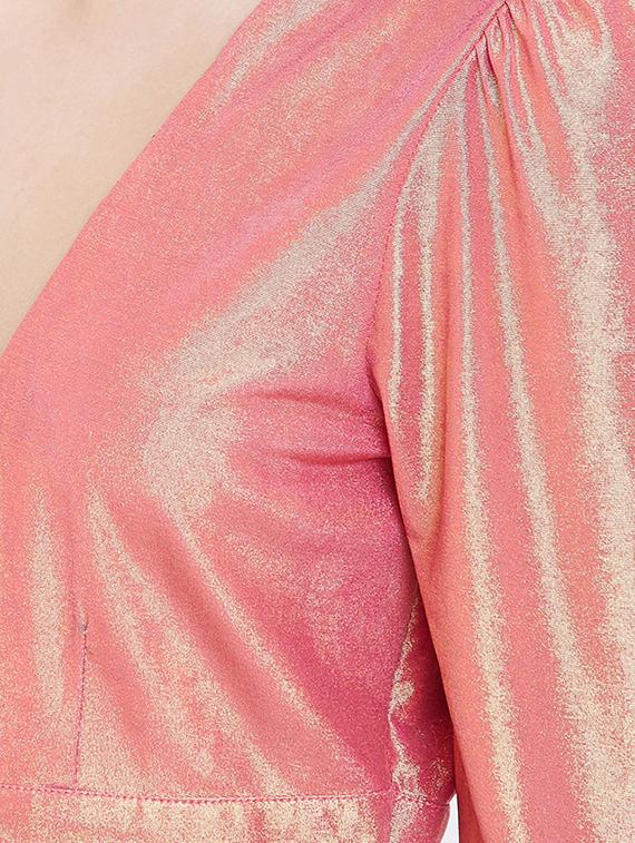 plunge neck shimmer a-line dress - 16792370 - Zoom Image - 5