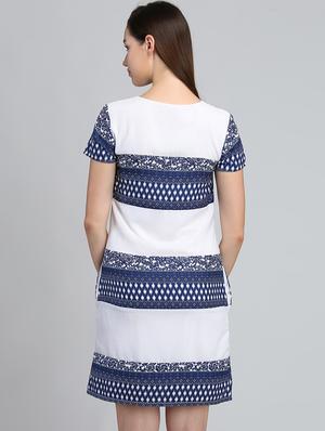 tie up neck printed sheath dress - 16792371 - Standard Image - 3