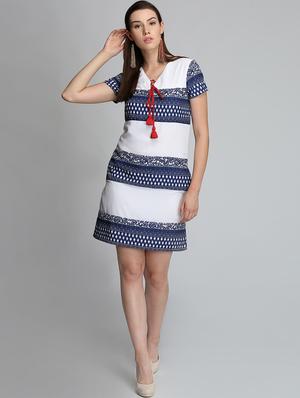 tie up neck printed sheath dress - 16792371 - Standard Image - 4