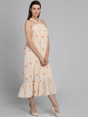 halter neck floral embroidered dress - 16792384 - Standard Image - 2