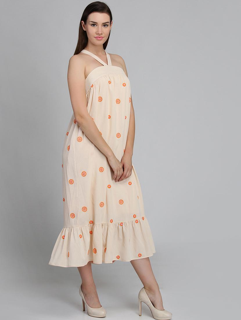 halter neck floral embroidered dress - 16792384 - Zoom Image - 2