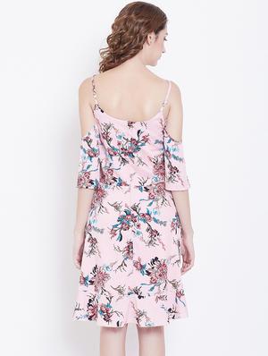 cold shoulder floral a-line dress - 16792394 - Standard Image - 3