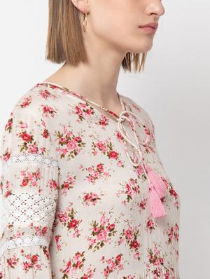 crochet detail floral a-line dress - 16792403 - Standard Image - 3