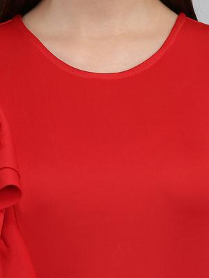 frill detail solid sheath dress - 16792414 - Standard Image - 3
