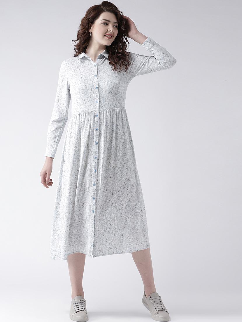button up printed a-line dress - 16792419 - Zoom Image - 1