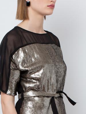 shimmer detail sheer maxi dress - 16792421 - Standard Image - 3