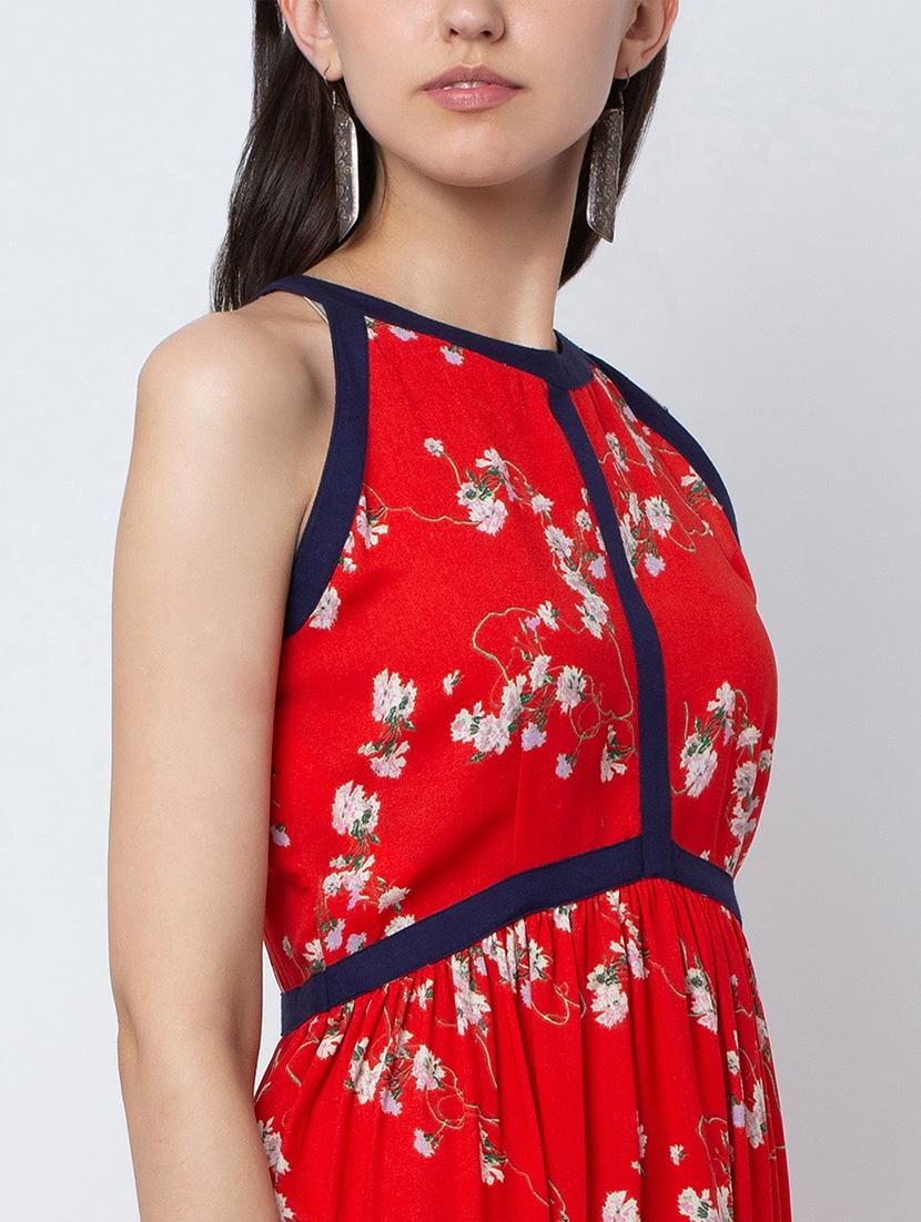 halter neck floral a-line dress - 16792427 - Zoom Image - 4