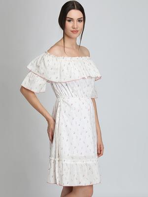 off shoulder floral a-line dress - 16792432 - Standard Image - 2