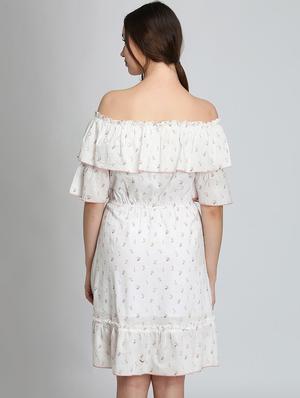 off shoulder floral a-line dress - 16792432 - Standard Image - 3