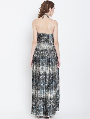 halter neck animal print maxi dress - 16792440 - Standard Image - 3