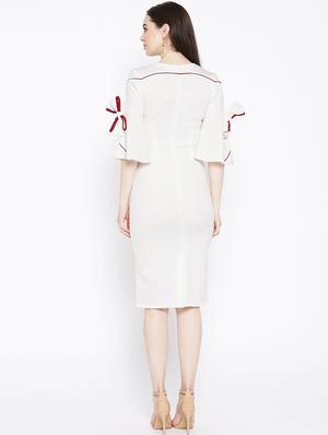 bell sleeved solid sheath dress - 16792454 - Standard Image - 3
