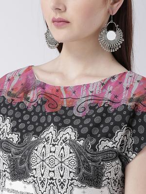 round neck printed maxi dress - 16792462 - Standard Image - 3