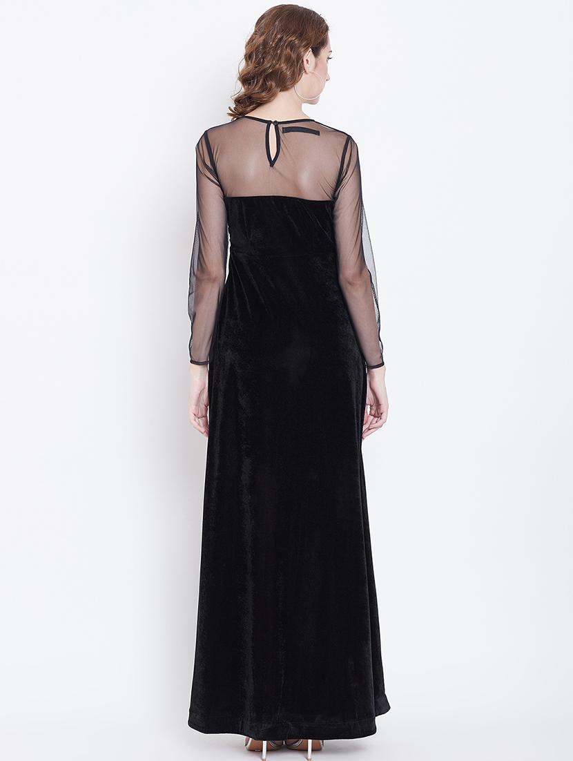 sheer panel high slit maxi dress - 16792470 - Zoom Image - 3
