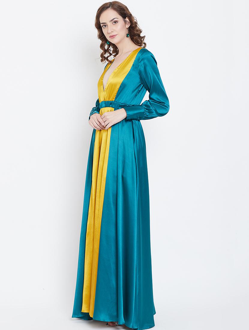 long sleeved contrast detail maxi dress - 16792477 - Zoom Image - 2